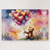 Teddybär mit herzerförmigen Ballons Puzzle (Horizontal)