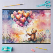 Teddybär mit herzerförmigen Ballons Seidenpapier (Basteln)