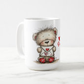 Teddybär mit herzversiegeltem Umschlag Kaffeetasse (Vorderseite Links)