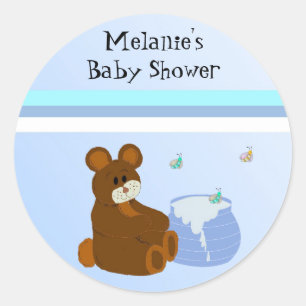 Teddybär mit Honigtopf Baby Shower Runder Aufkleber