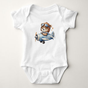 Teddybär mit Hubschrauber  Baby Strampler