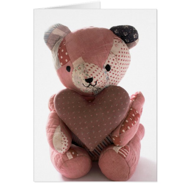 Teddybär mit Kalico-Herzkarte (Vorne)