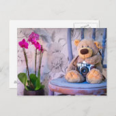 Teddybär mit Kamera-Postkarte Postkarte (Vorne/Hinten)