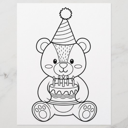 Teddybär mit Kuchenausmalbild Flyer (Vorne)