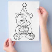Teddybär mit Kuchenausmalbild Flyer (Hand)