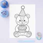 Teddybär mit Kuchenausmalbild Flyer (Einzeln)