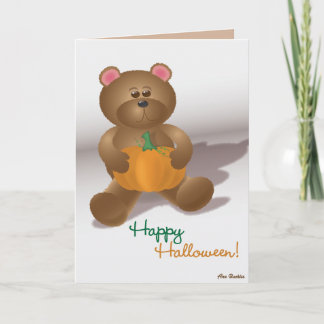 Teddybär mit Kürbis Karte