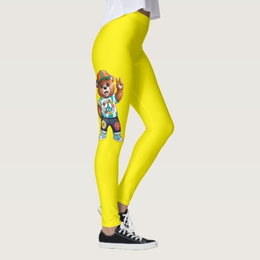 Teddybär mit lässiger friedlicher Ausstattung 1 Leggings (Rechts)