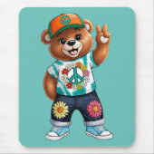 Teddybär mit lässiger friedlicher Ausstattung 1 Mousepad (Vorne)