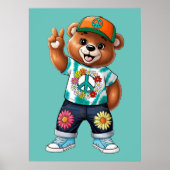 Teddybär mit lässiger friedlicher Ausstattung 1 Poster (Vorne)