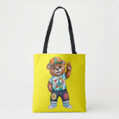 Teddybär mit lässiger friedlicher Ausstattung 1 Tasche (Vorderseite)