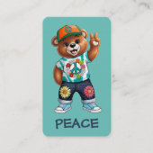 Teddybär mit lässiger friedlicher Ausstattung 1 Visitenkarte (Vorderseite)
