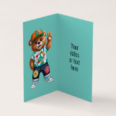 Teddybär mit lässiger friedlicher Ausstattung 1 Visitenkarten (Innenseite)