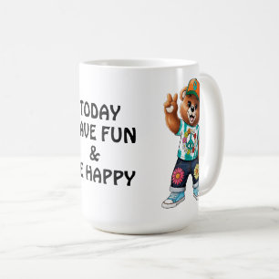 Teddybär mit lässiger friedlicher Kleidung 1 Kaffeetasse