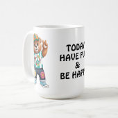 Teddybär mit lässiger friedlicher Kleidung 1 Kaffeetasse (Vorderseite Links)