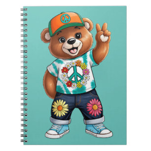 Teddybär mit lässiger friedlicher Kleidung 1 Notizblock