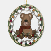 Teddybär mit Lichterbezug Keramik Ornament (Links)