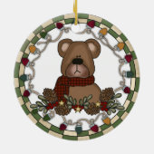 Teddybär mit Lichterbezug Keramik Ornament (Hinten)