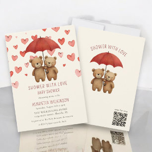 Teddybär "Mit Liebe überschütten" Babyparty Einladung