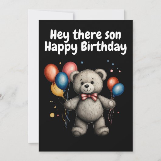 Teddybär mit Luftballons Einladung (Vorderseite)