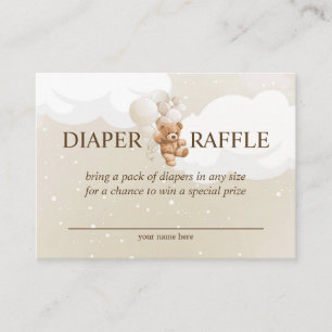 Teddybär mit Luftballons Windel-Raffle-Karte Begleitkarte