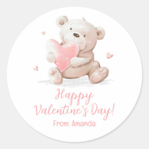 Teddybär mit Namen Valentinstag Runder Aufkleber