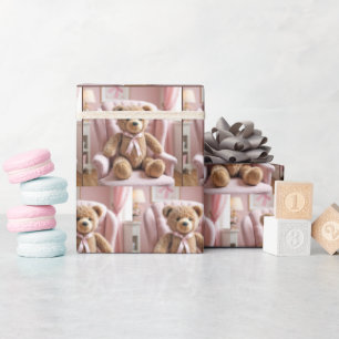 Teddybär mit rosa Bow Geschenkpapier