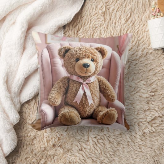 Teddybär mit rosa Bow Kissen (Decke)