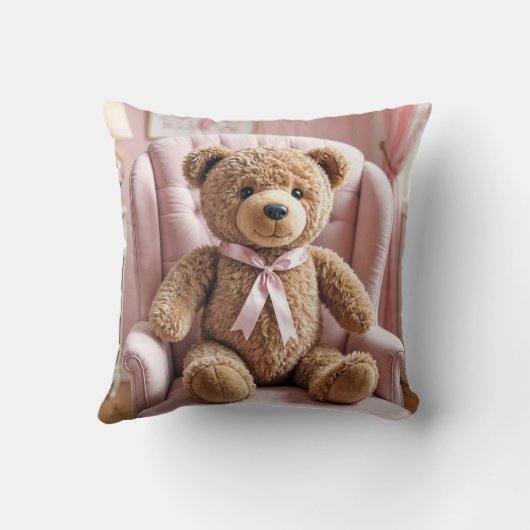 Teddybär mit rosa Bow Kissen (Rückseite)