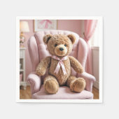 Teddybär mit rosa Bow Serviette (Vorderseite)
