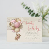 Teddybär mit rosa braunen Ballons Buchanfrage Begleitkarte (Stehend Vorderseite)