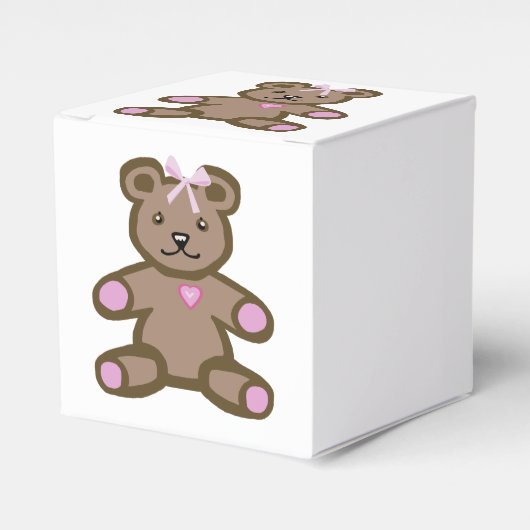 Teddybär mit rosa Bug Geschenkschachtel (Vorderseite)