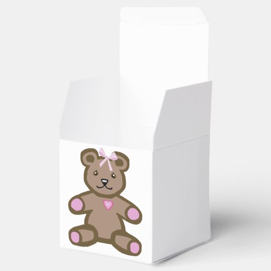 Teddybär mit rosa Bug Geschenkschachtel (Geöffnet)