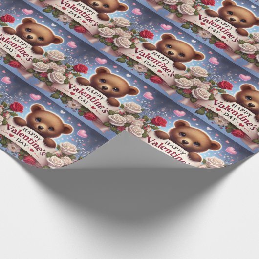 Teddybär mit Rose Geschenkpapier (Ecke)