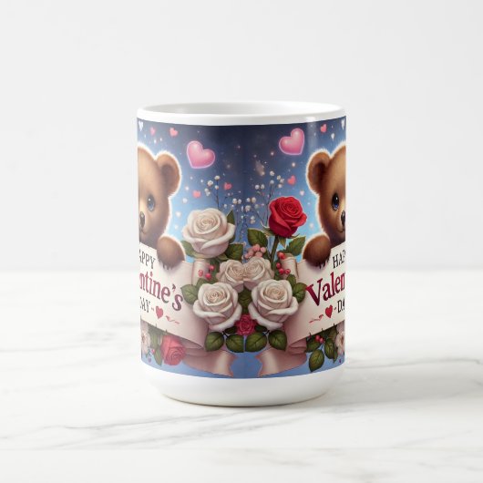 Teddybär mit Rose Kaffeetasse (Mittel)