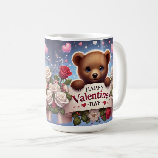 Teddybär mit Rose Kaffeetasse (VorderseiteRechts)