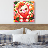 Teddybär mit Rose und Herz Leinwanddruck (Insitu (Schlafzimmer))