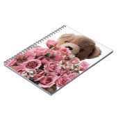 Teddybär mit Rosennotizbuch Notizblock (Linke Seite)