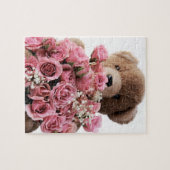 Teddybär mit Rosenpuzzlespiel Puzzle (Horizontal)