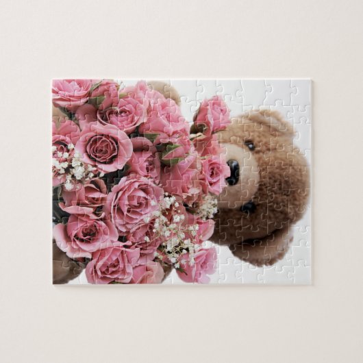 Teddybär mit Rosenpuzzlespiel Puzzle (Horizontal)