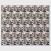 Teddybär mit Rote Rose Geschenkpapier (Flach)