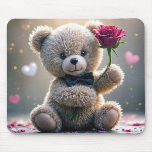 Teddybär mit Rote Rose Mousepad