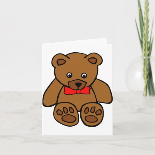 Teddybär mit roter Schleife Notizkarten Karte (Vorderseite)