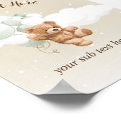 Teddybär mit Salbeiballon-Tischschild Poster (Ecke)