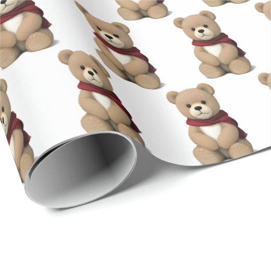 Teddybär mit Scarf Geschenkpapier (Rolleneckpunkt)