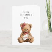 Teddybär mit Schleife Valentinstag Karte (Vorderseite)