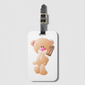 Teddybär mit Schokoladeneis am Stiel Gepäckanhänger (Vorderseite Vertikal)