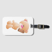 Teddybär mit Schokoladeneis am Stiel Gepäckanhänger (Vorderseite (Horizontal))