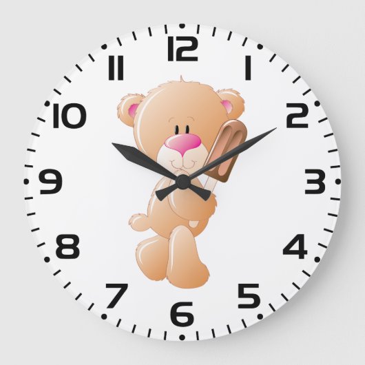 Teddybär mit Schokoladeneis am Stiel Große Wanduhr (Vorderseite)