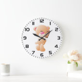 Teddybär mit Schokoladeneis am Stiel Große Wanduhr (Zuhause)